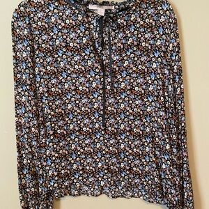 Forever 21 Floral Tie Front Blouse